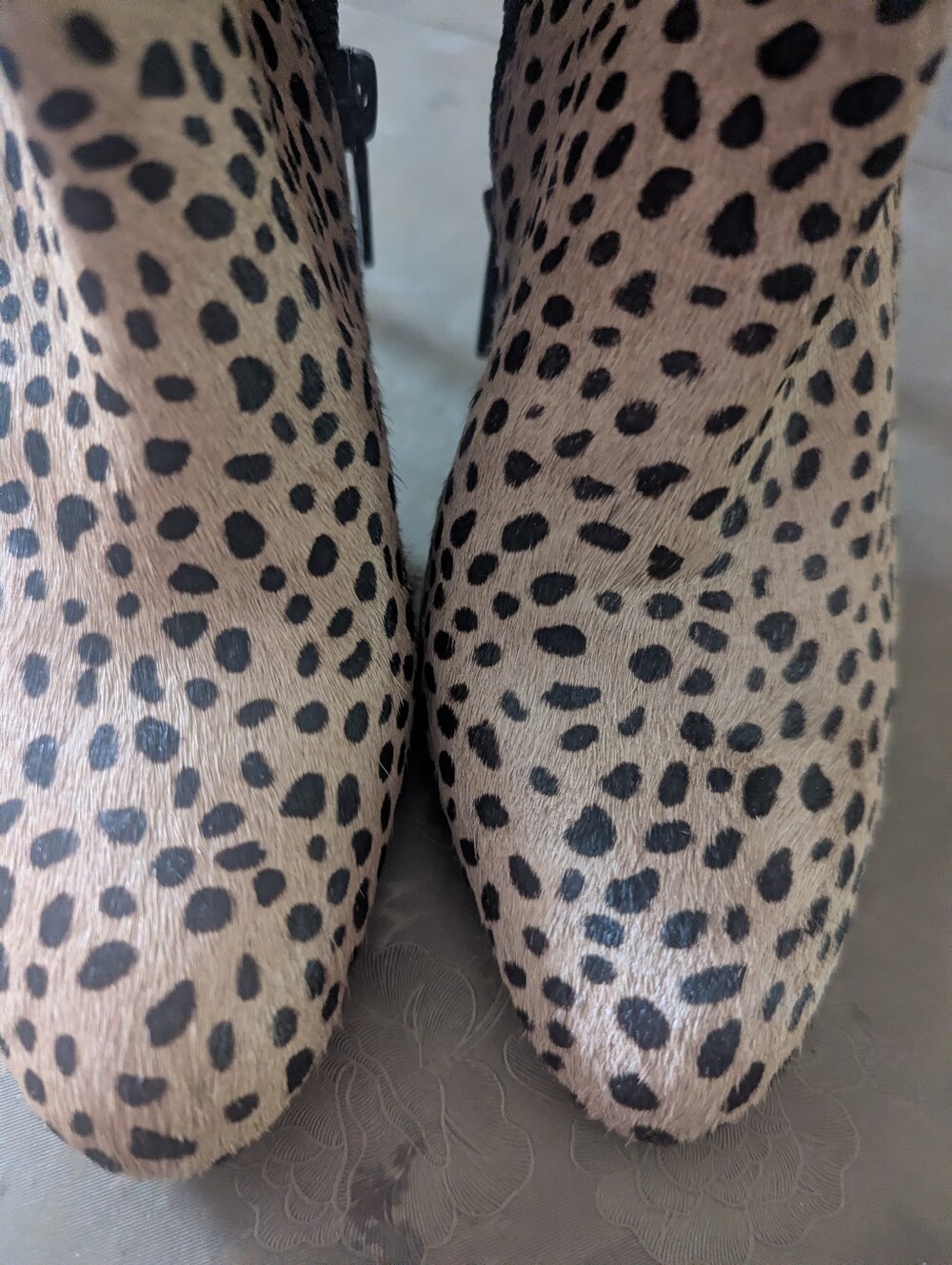 Leopard Print Ankle Booties in Tan and Black